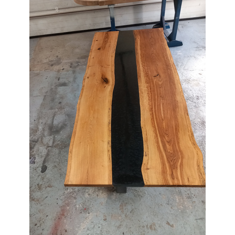 Plateau table rivière époxy noire/2080mm