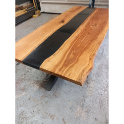 Plateau table rivière époxy noire/2080mm